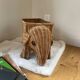vintage rattan elephant magazine/vinyl holder
