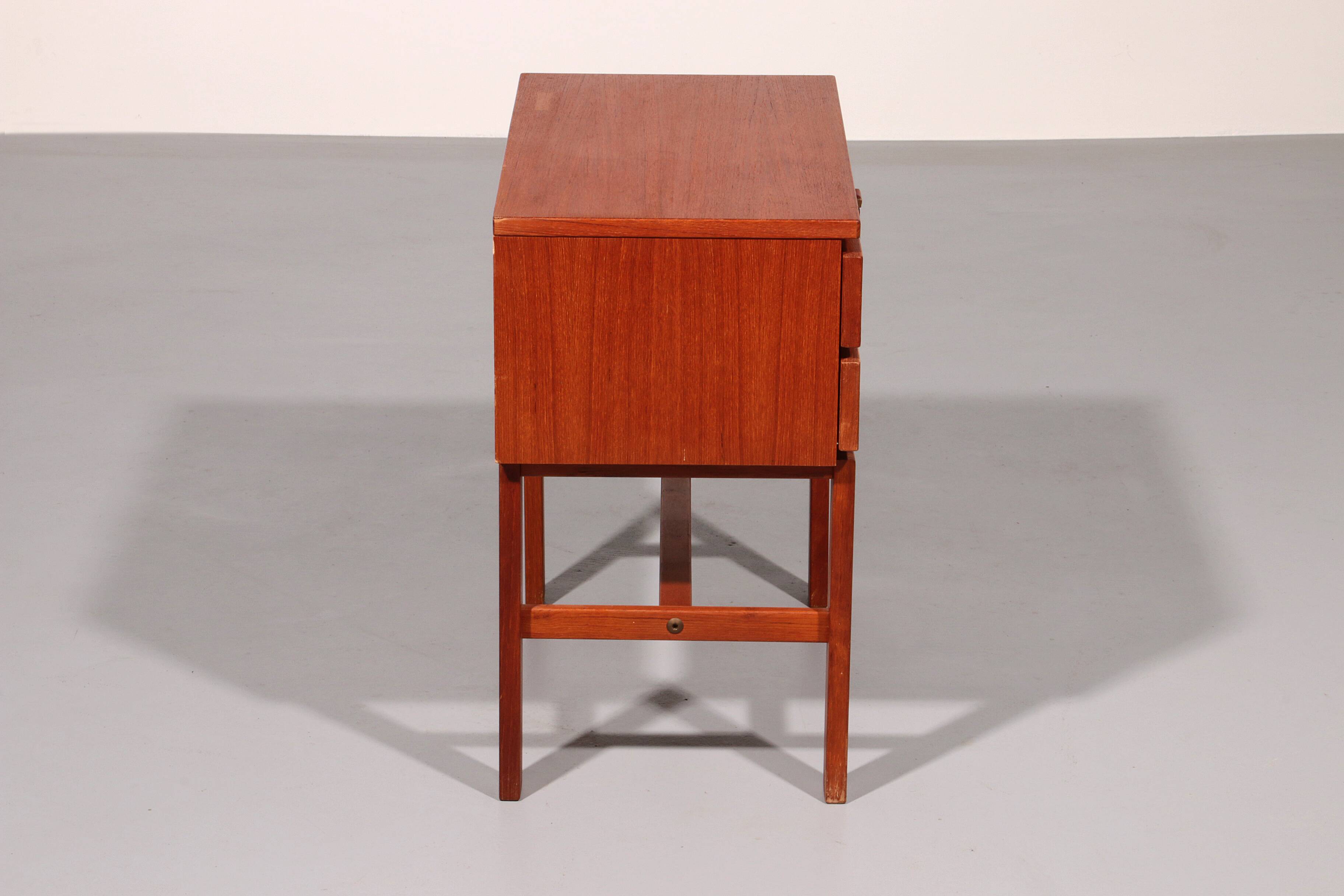 Vintage teak chest of drawers with leather handles by Fröseke Nybrofabrik