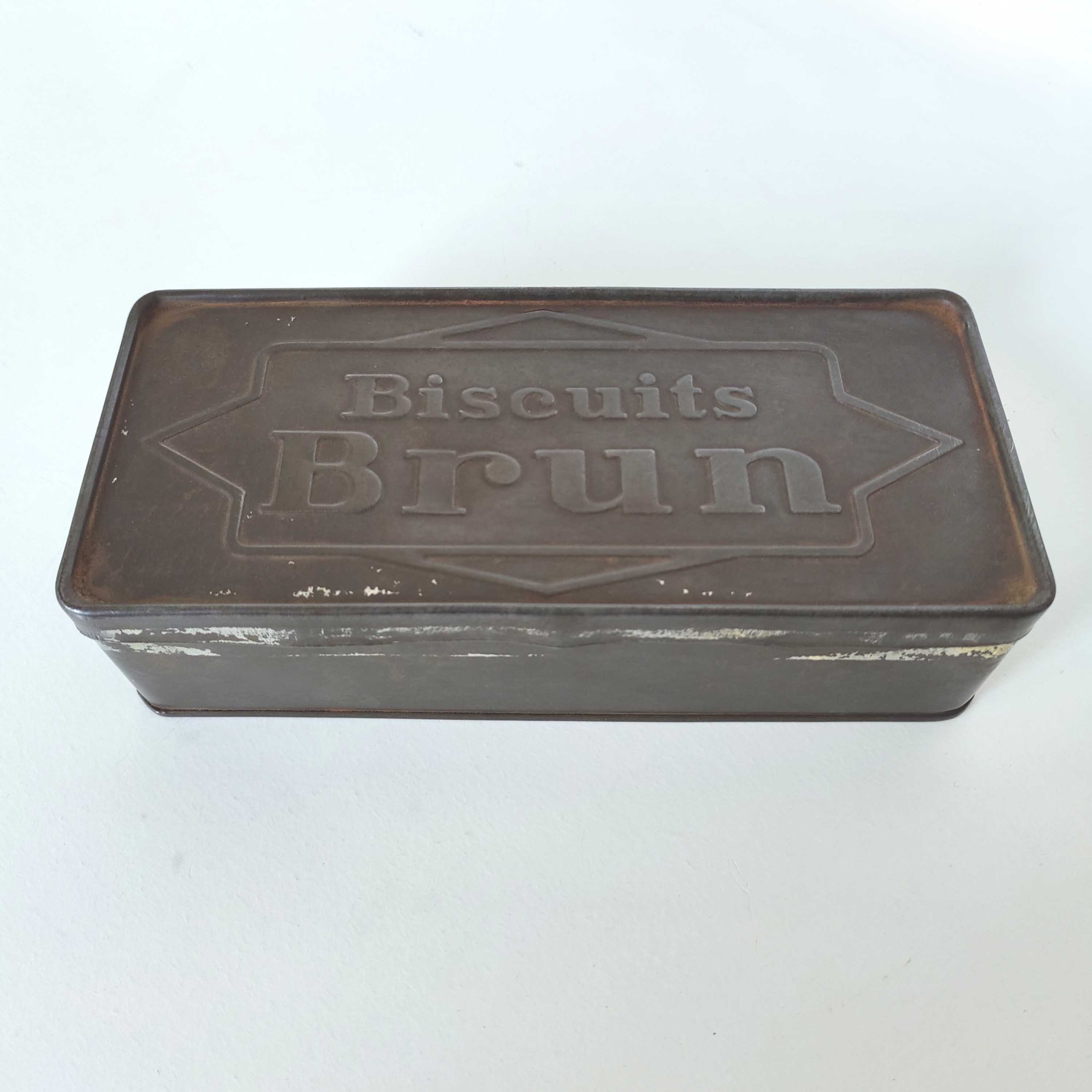 Old brown biscuit metal box