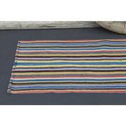 1970s Vintage Turkish Oushak Handmade Wool Cotton Blue Runner Rug 56x229