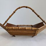 Vintage wooden and bamboo fruit basket