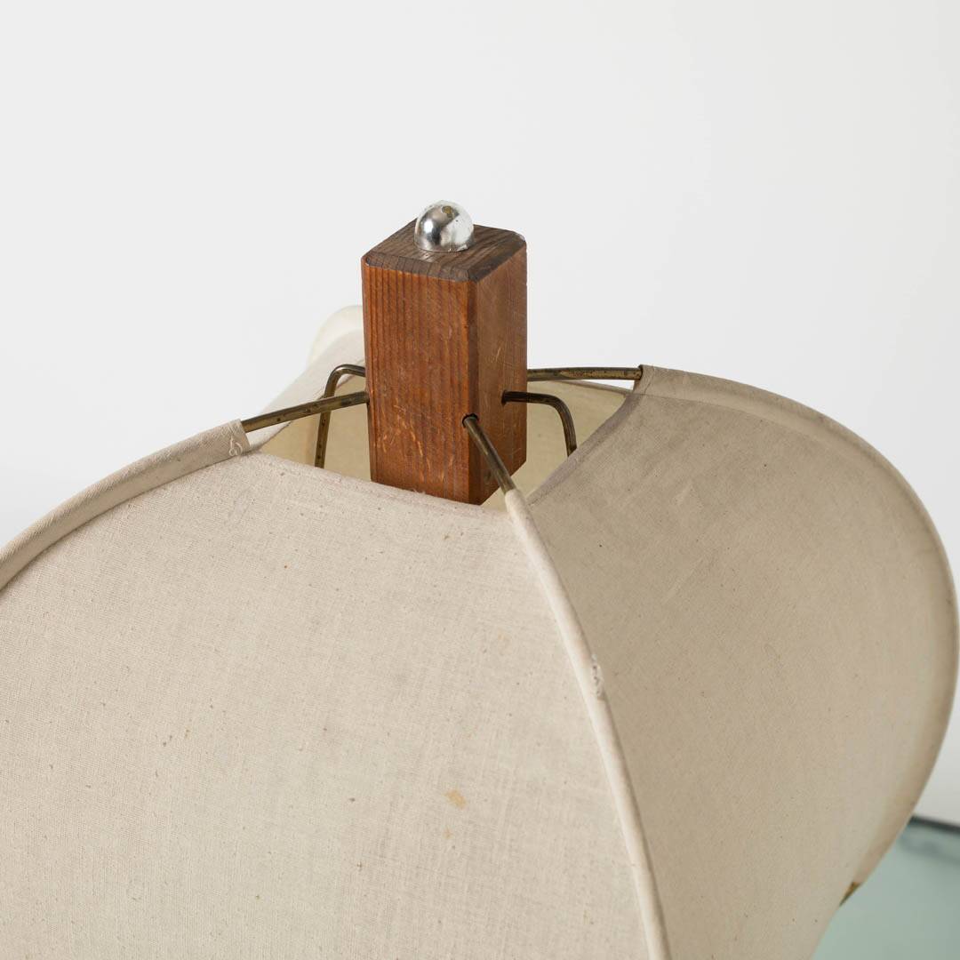 Postmodern table lamp in wood and canvas, Poland, 1980s
