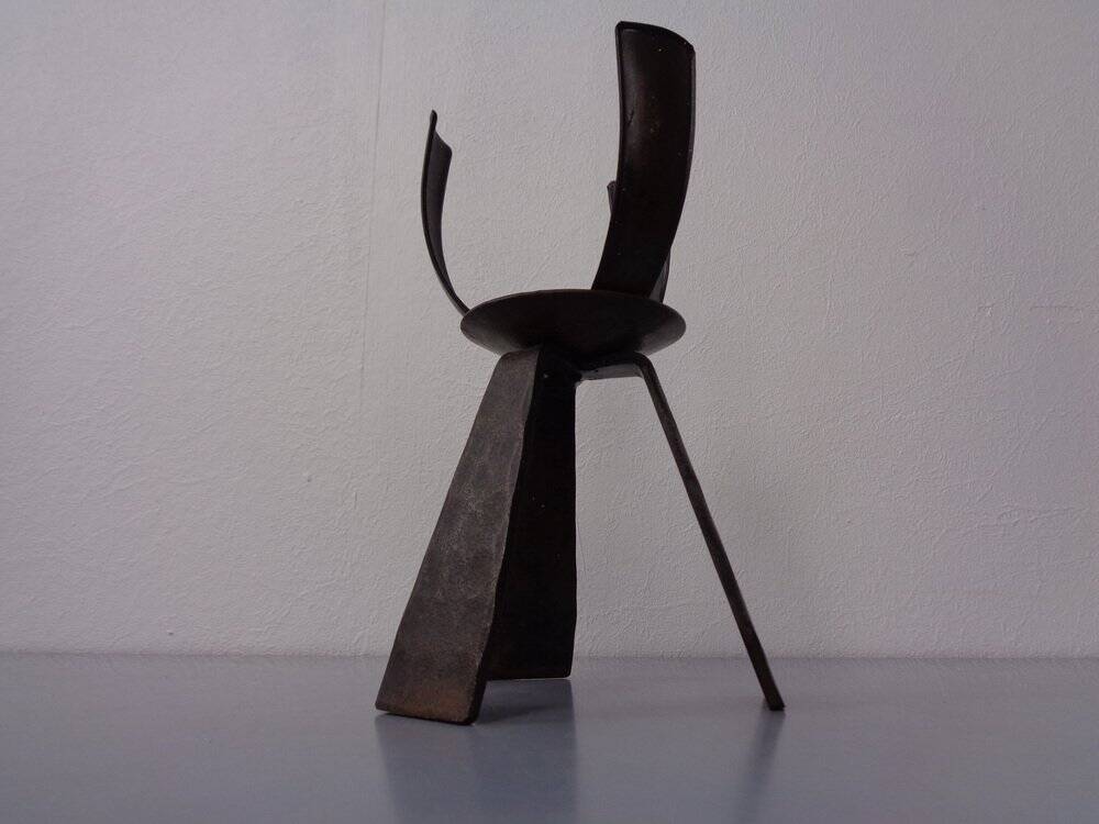 Brutalist Iron Candleholder, Germany, 1960s