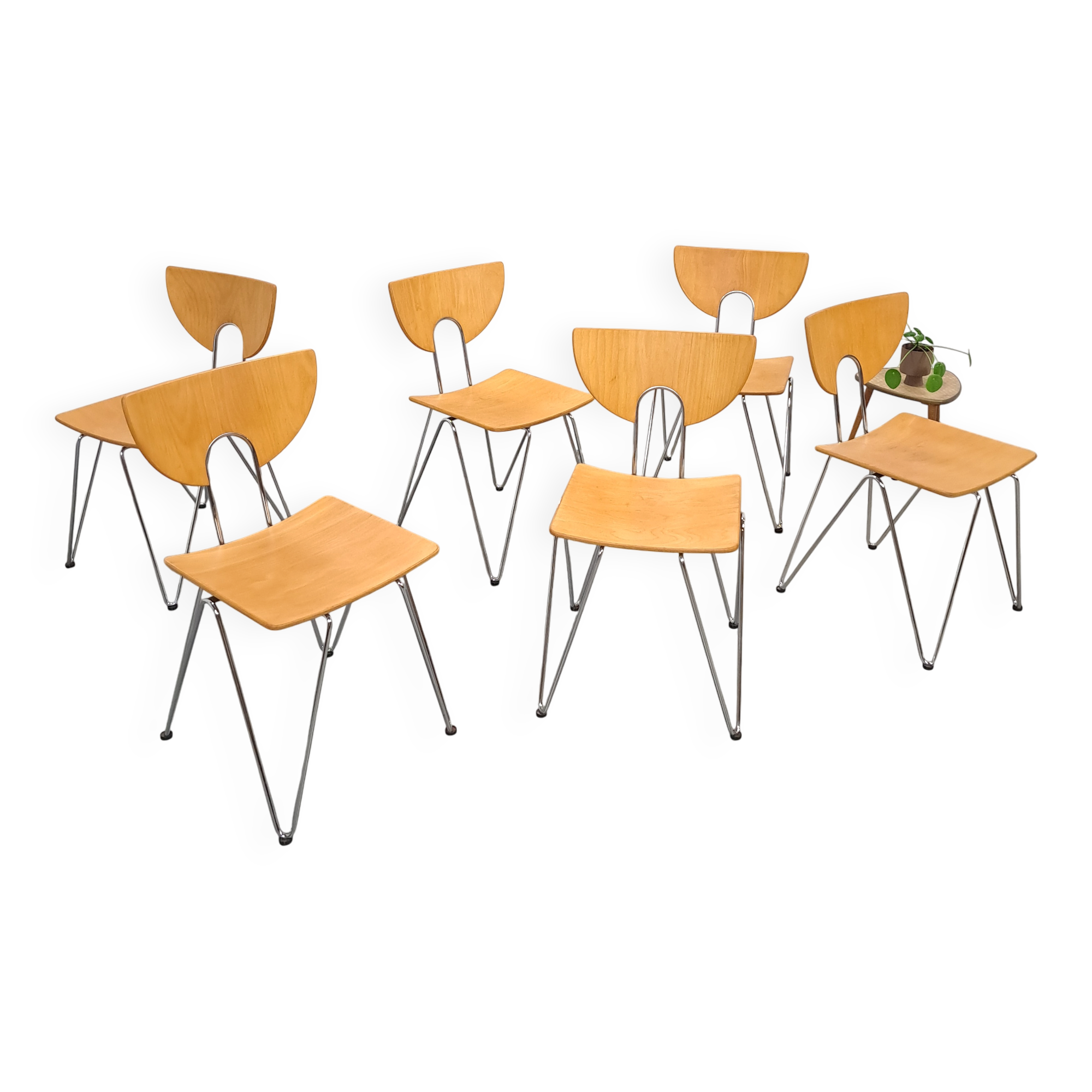 Set 6 x Kusch & Co Mikado 1800, Walter Leeman stoelen