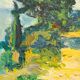 Oil on panel seaside leguria signed Mietta Benassi 1950