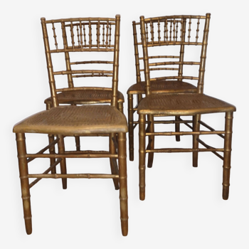 4 chaises bambou bois doré napoleon 3