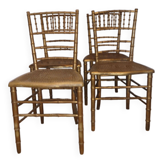 4 chaises bambou bois doré napoleon 3