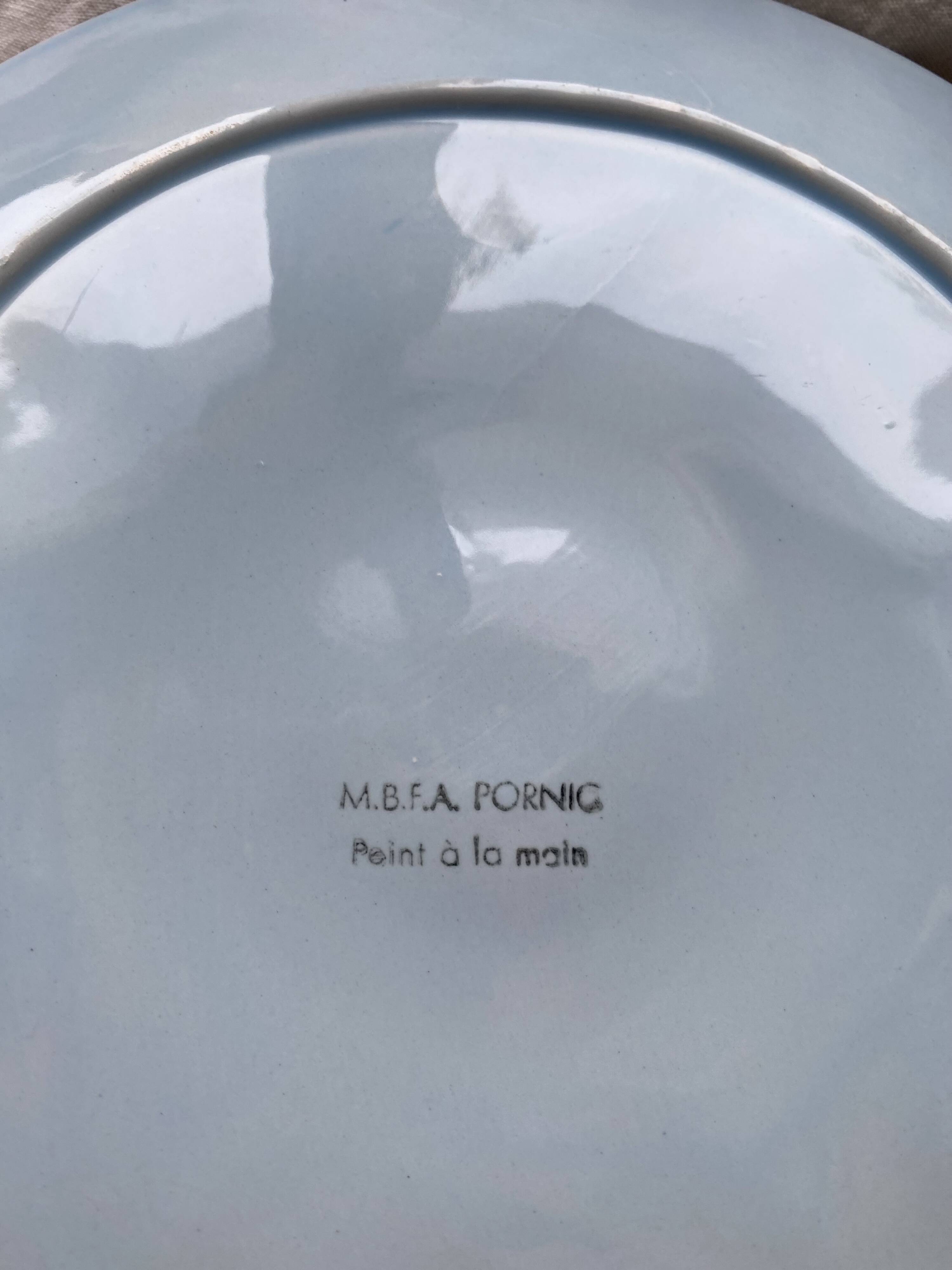 Set of 6 vintage oyster plates, earthenware, 1960s