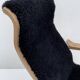 Fauteuil vintage GA Berg « Torparen », chêne, peau de mouton noire, ottoman, années 1960