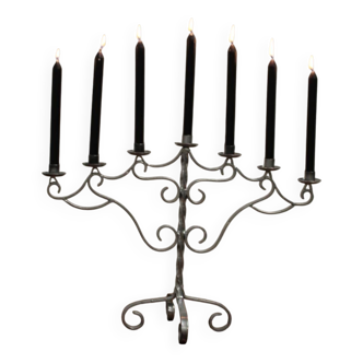 7-candle Christmas candlestick in silver painted steel Sweden