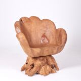 Olive root armchair brutalist design