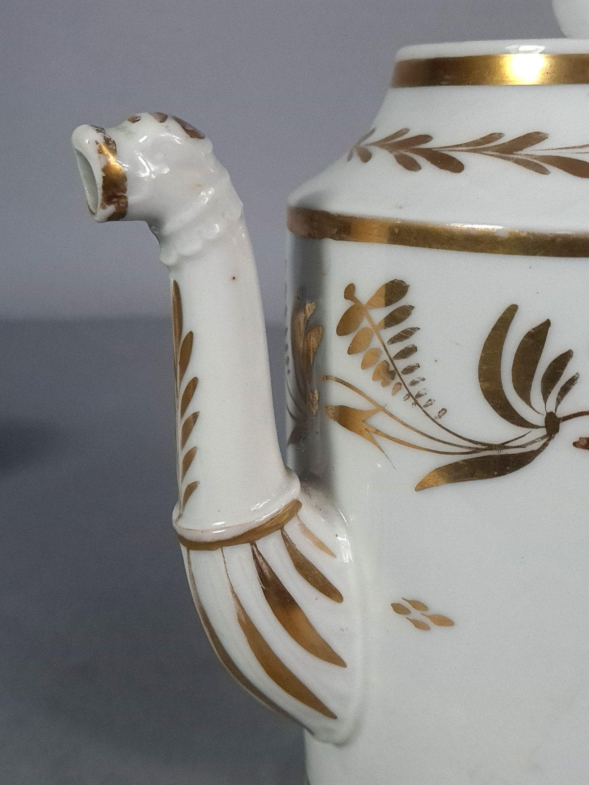 Antique coffee service: jug + 2 cups, old Paris porcelain, 19th century C657