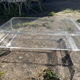 Habitat plexiglass table on wheels