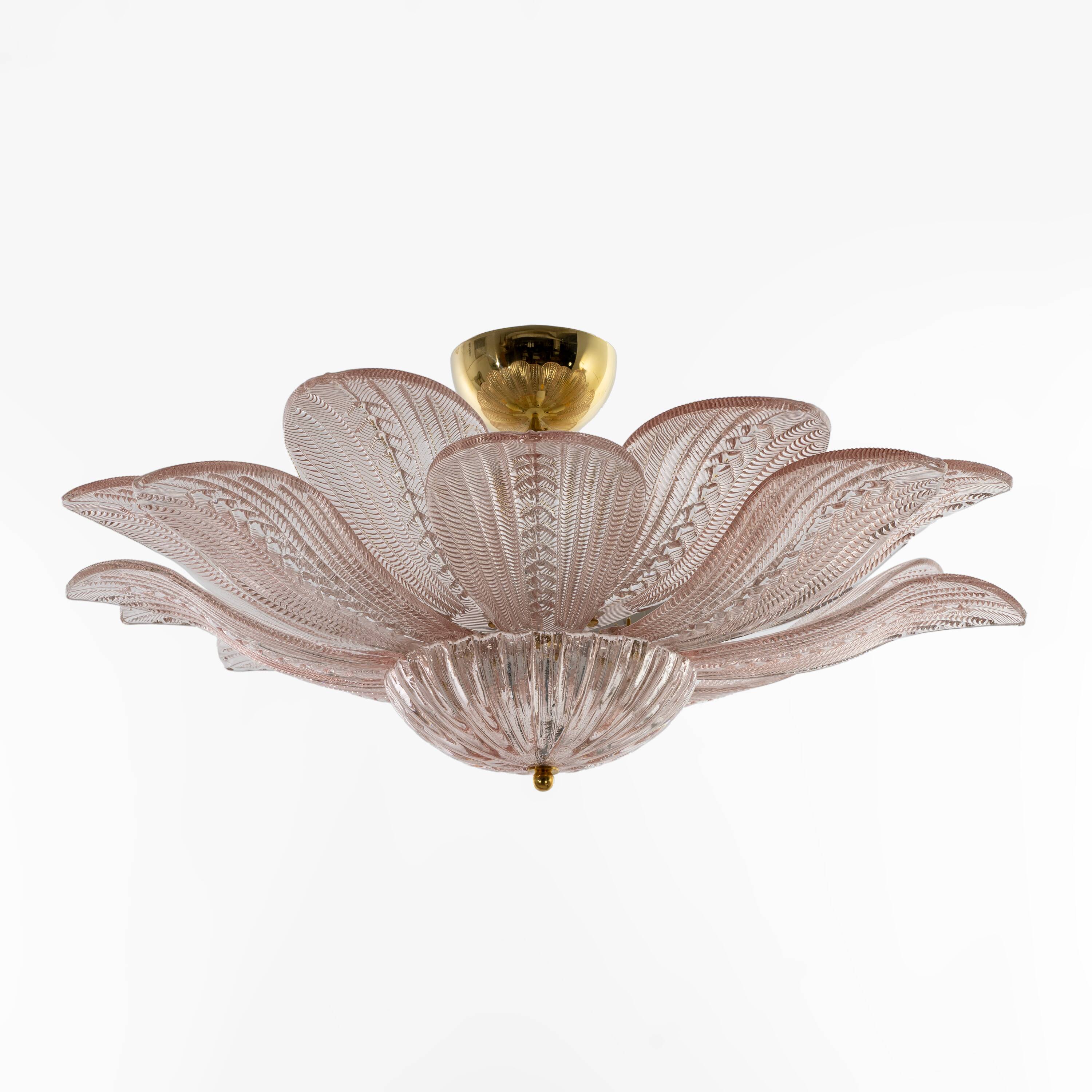 Mid-Century Modern “Margherita Rosa” Murano Glass Ceiling Light
