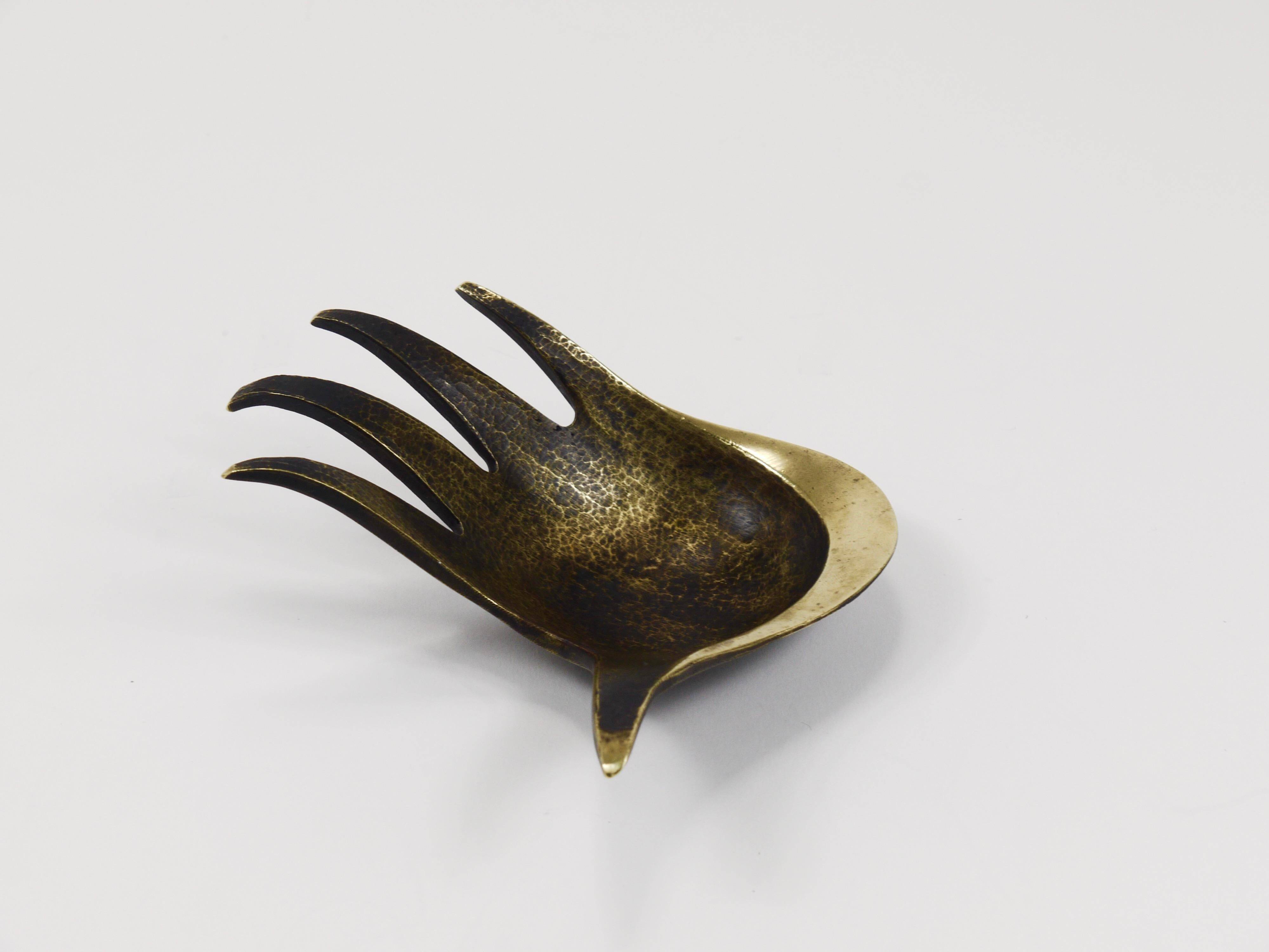 Bowl or sculptural ashtray in brass by Walter Bosse, Herta Baller, Austria, 1950s.