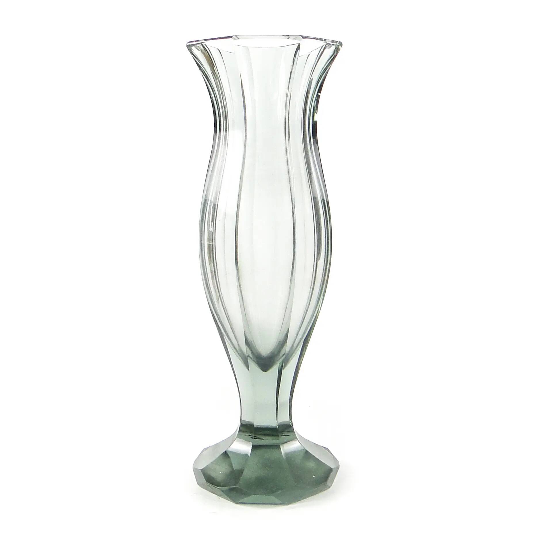 Vase, Art Deco, uranium crystal, Moser, Czechoslovakia, 1930s