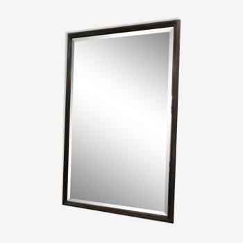 Large beveled mirror, simple wooden frame