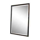 Grand miroir biseauté, cadre bois sobre