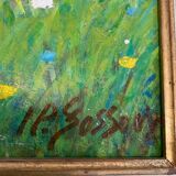 Huile sur toile peinture authentique et signée Claude Fossoux 64,5x56 cm avec cadre