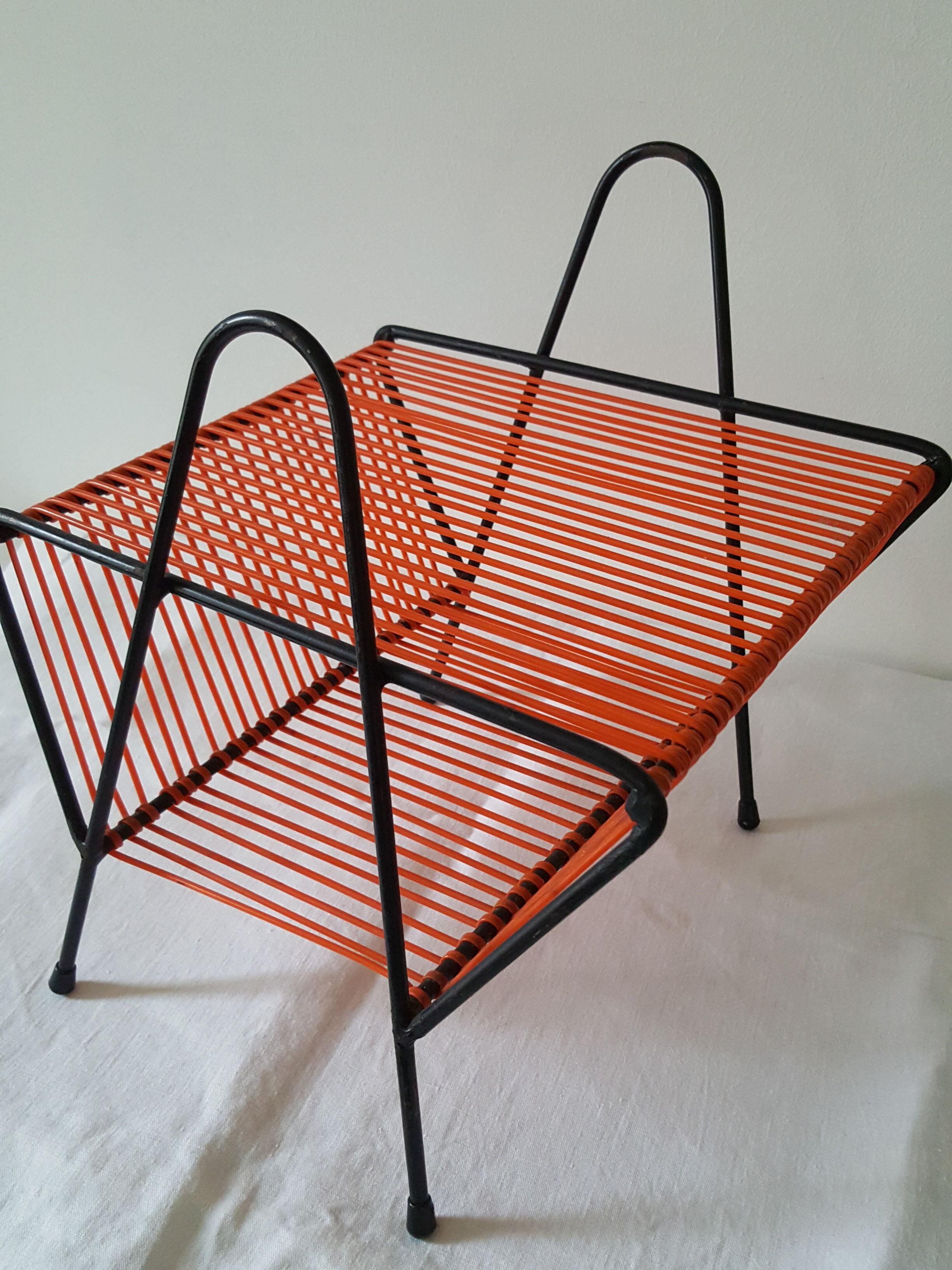 Porte vinyle métal et scoubidou années 60/70