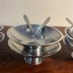 Ice cream sorbet bowl design by Guy Degrenne with spoons