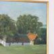 Huile sur toile originale suédoise – « Paysage avec ferme » par H. Engkvist – datée de 1983 – vintage et encadrée – 41 × 50 cm (16,1" × 19,7")