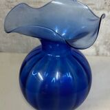 Lancel style cobalt blue vase - ball shape and collar h 25 cm