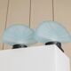 Set of 2 Murano glass shell lamps - light blue table lamp - vintage Space Age design Italy - 1980s