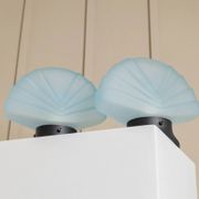 Set of 2 Murano glass shell lamps - light blue table lamp - vintage Space Age design Italy - 1980s