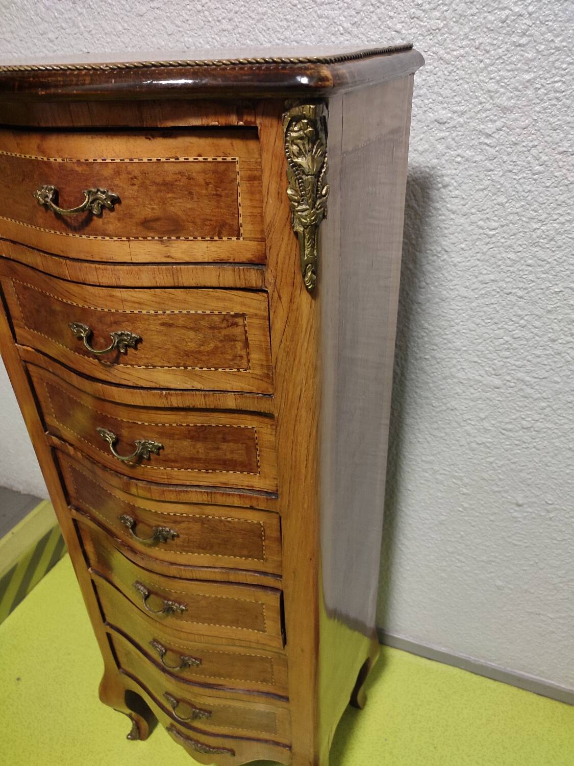 Weekly chest of drawers art deco walnut marquetry 7 drawers