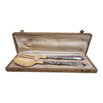 Sterling silver and ivorine salad servers