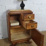 Art deco bedside table in solid wood and marble