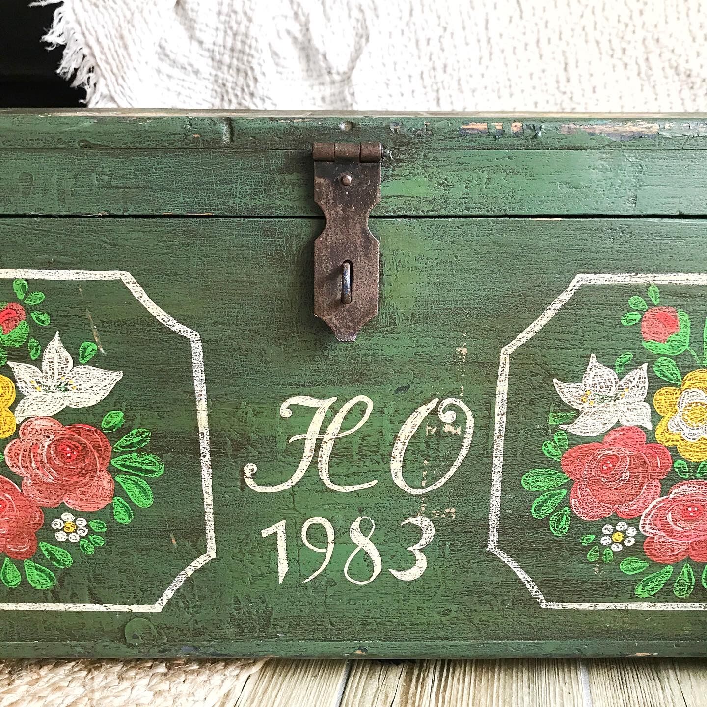 Hand-painted wooden trunk