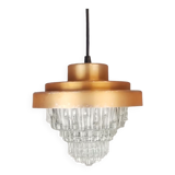 MidCentury Modern clear glass and copper colored aluminium hanging lamp, 1960s