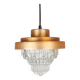 Lampe suspendue en verre clair et en aluminium couleur cuivre, style Mid-Century Modern, années 1960.