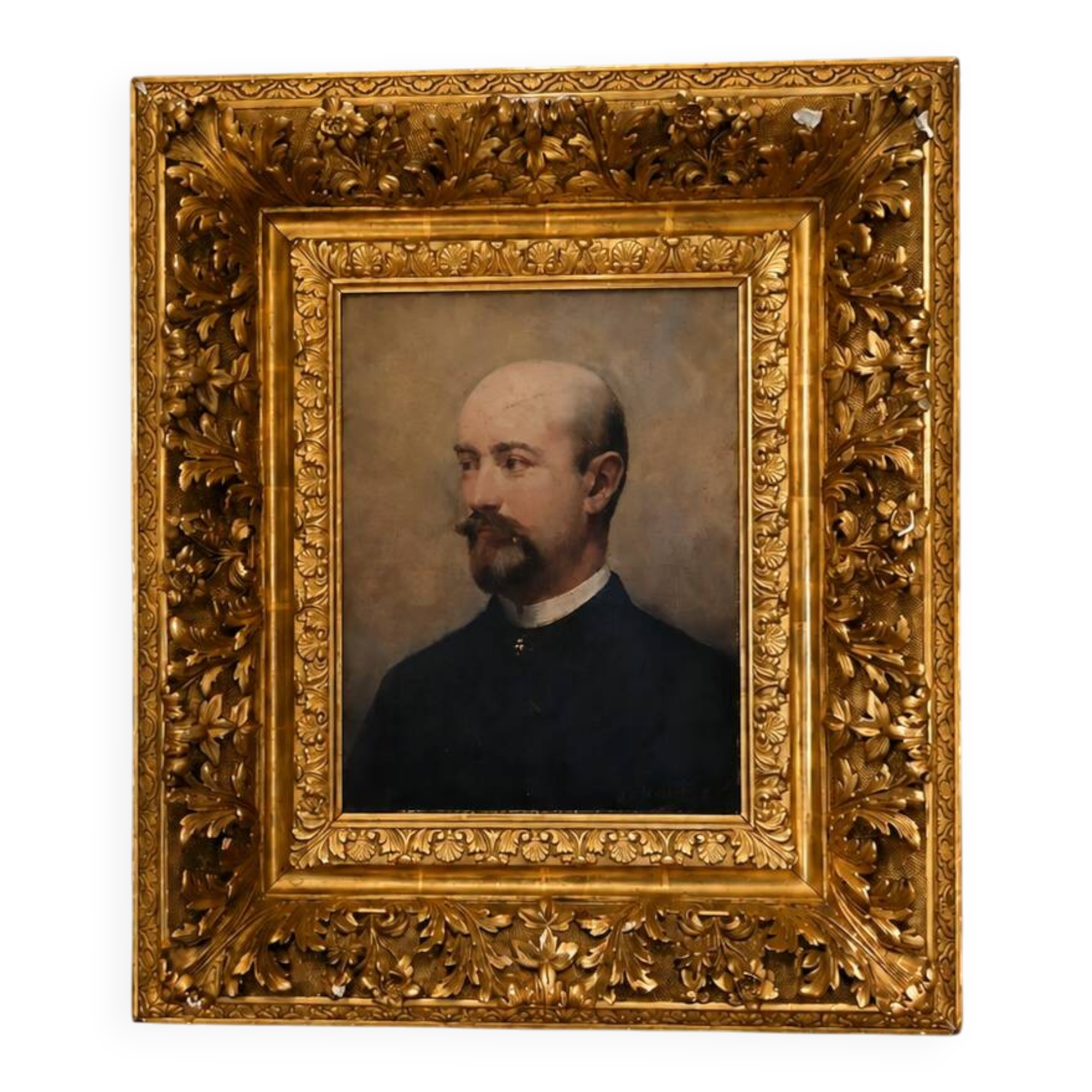 Portrait d’homme XIXe – A. Bellet, 1882 – Huile sur toile et superbe cadre
