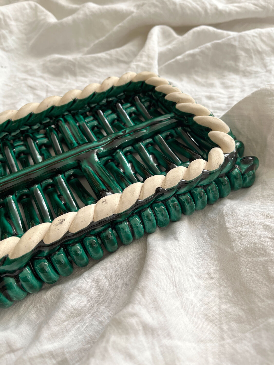 Vintage Vallauris woven ceramic trivet