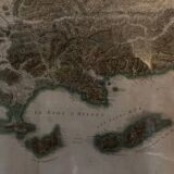 Large map of the Toulon Hyéres region in an old pitch pine frame