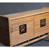 Rattan sideboard attributed to Adrien AUDOUX and Frida MINNET