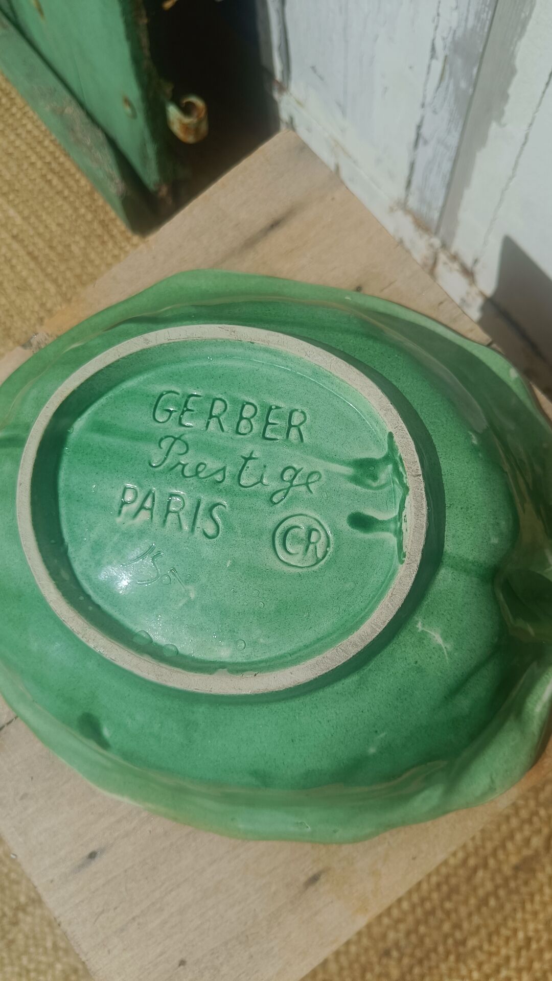 Vintage cabbage decorated earthenware salad bowl