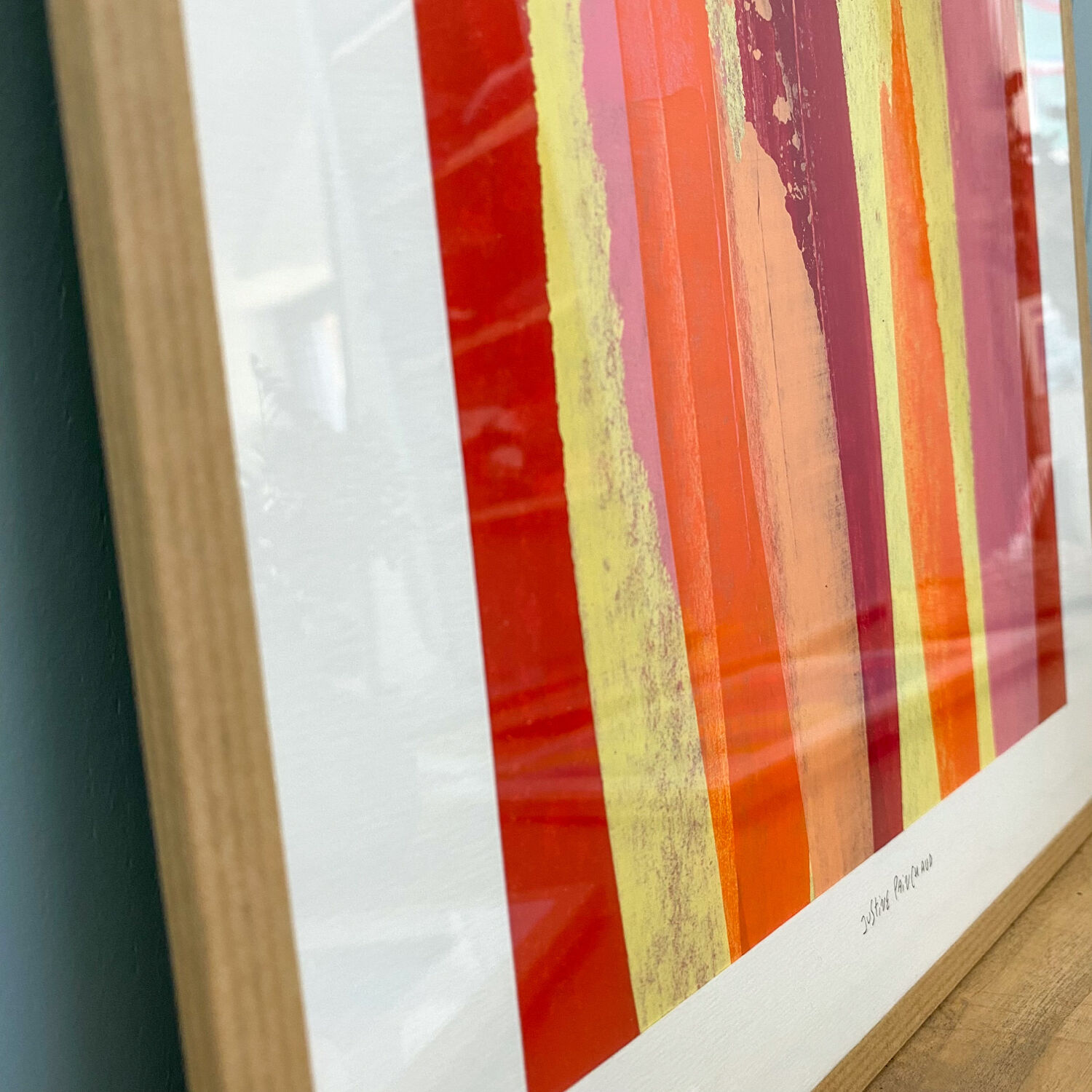 Peinture originale sous-verre « Couché de soleil »