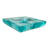 1970s mid-century aquamarine ashtray by Fontana Arte. Made in Italy