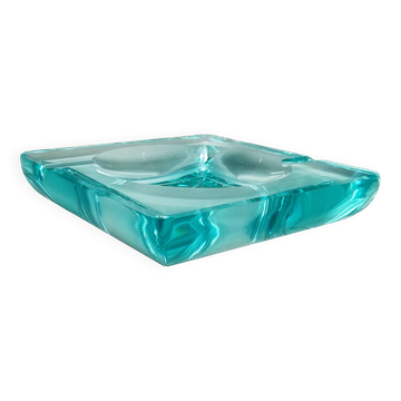 1970s mid-century aquamarine ashtray by Fontana Arte. Made in Italy