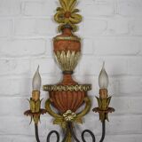 Pair of patinated wood sconces