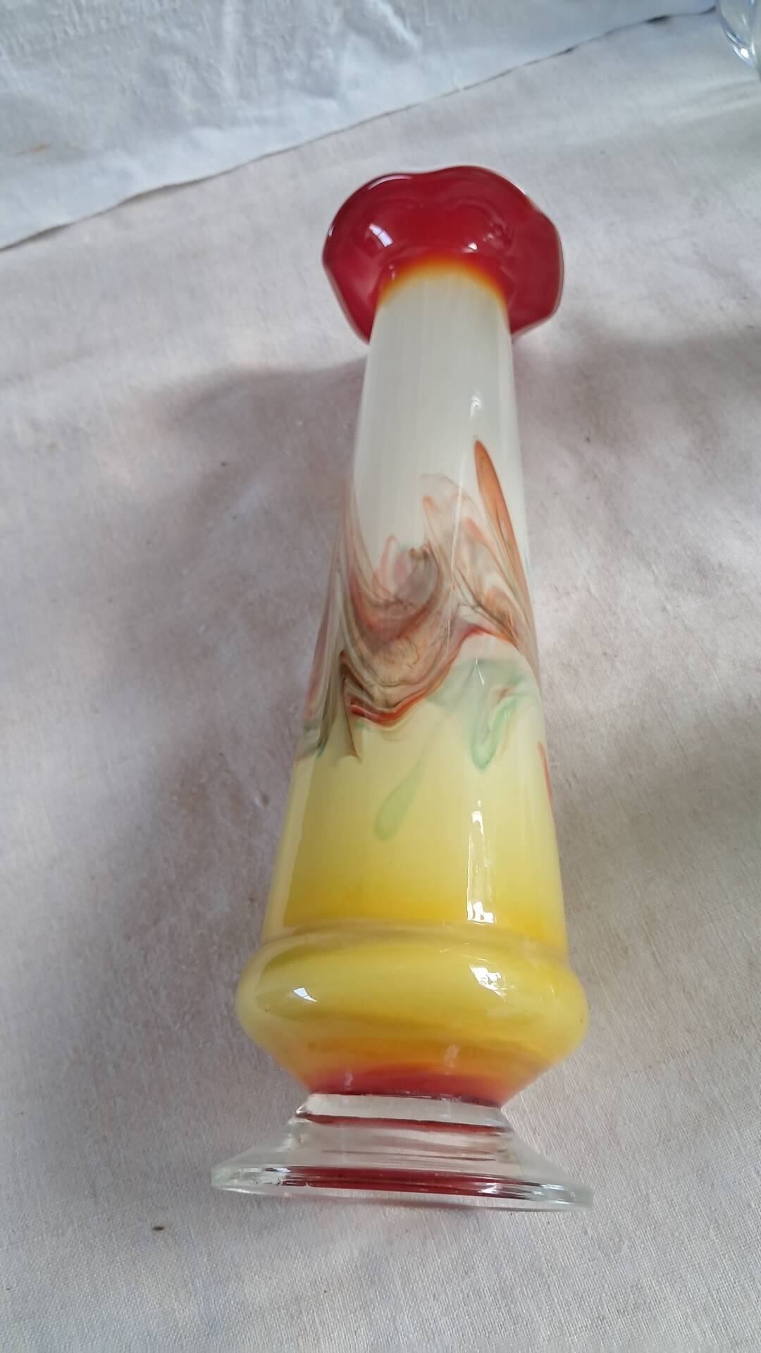 Vintage Opaline Multicoloured Glass Soliflore Vase – 1970s