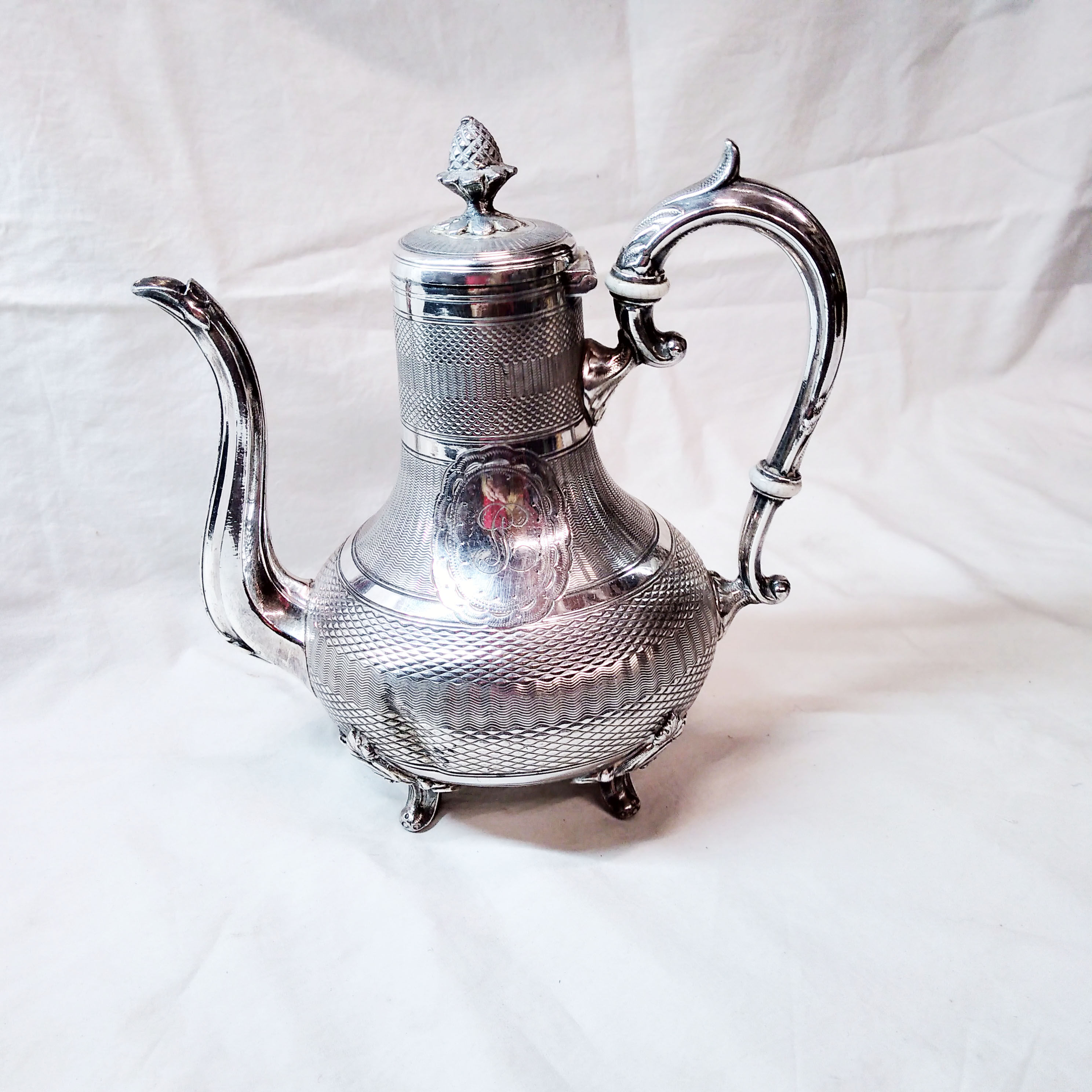 Silver metal teapot