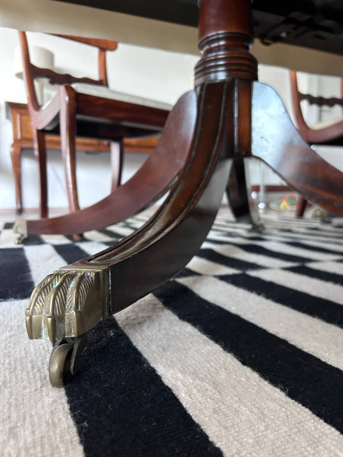 Antique Georgian twin pedestals dining table and 10 chairs