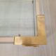 Coffee table with sliding shelf in lucite, brass and glass, Hollywood Regency