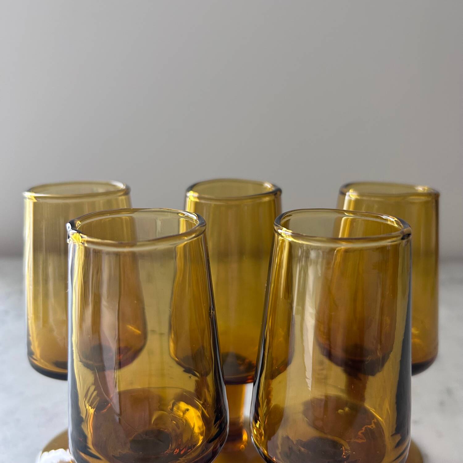 Set of 5 mouth-blown glasses