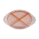 Plat apéritif compartimenté en verre rose